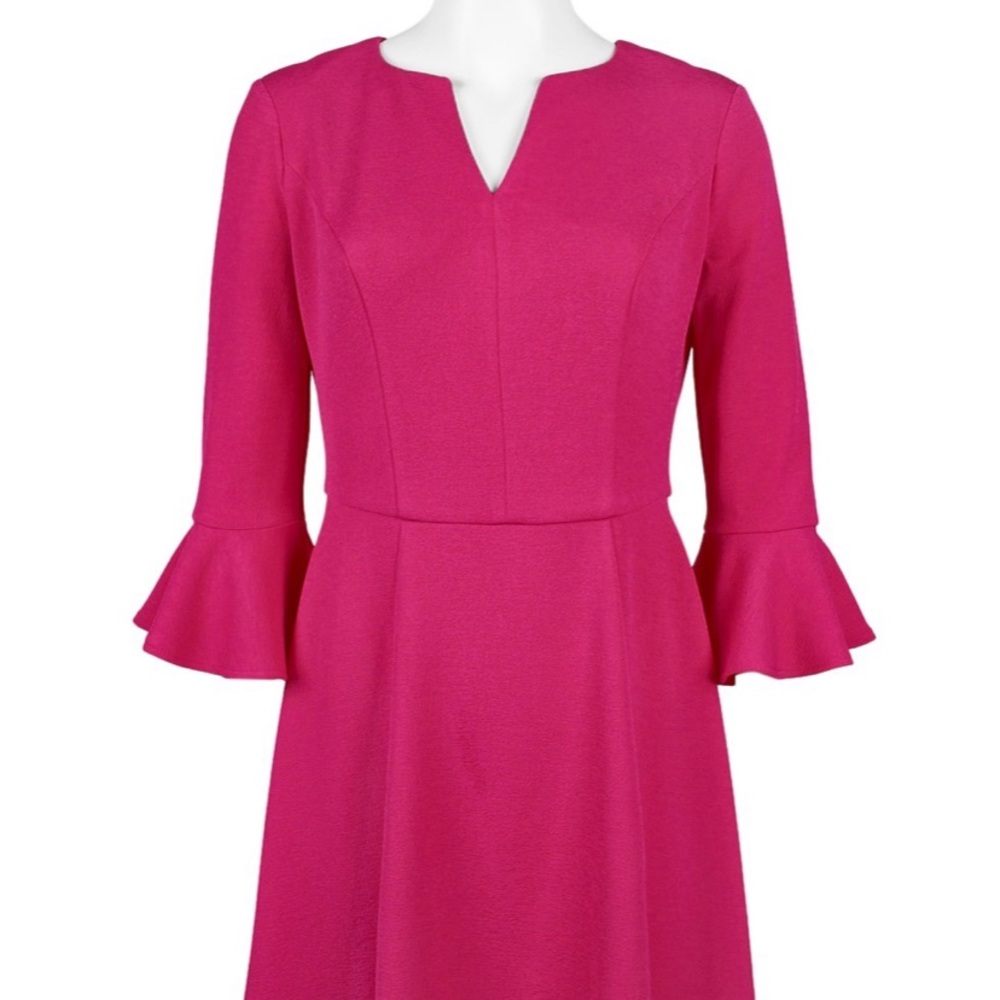 NWOT London Times Split Neck Flounce Sleeve Dress